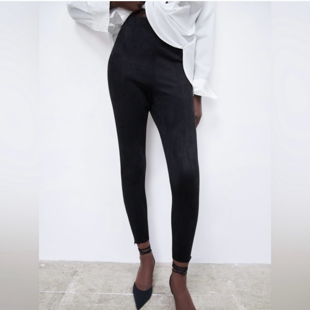 ZARA suede black leggings